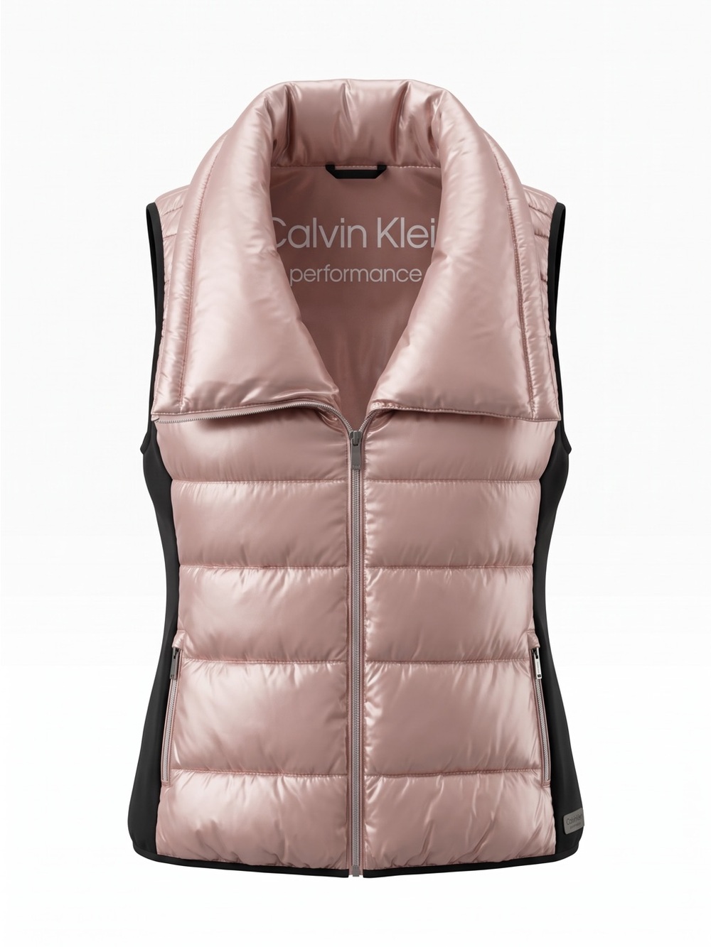 Calvin Klein Blush Pink and Black Quilted Puffer Vest